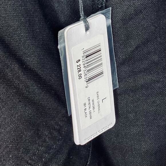 NWT WeWoreWhat Denim Rhinestone Crystals Black Overalls Jumpsuit Large Cotton - Picture 8 of 10